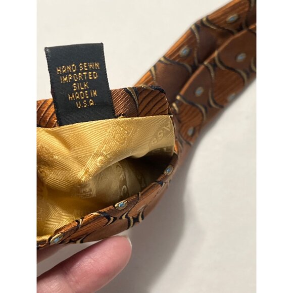Robert Talbott Nordstrom Hand Sewn Silk Tie Brown Geometric Pattern - Picture 4 of 6